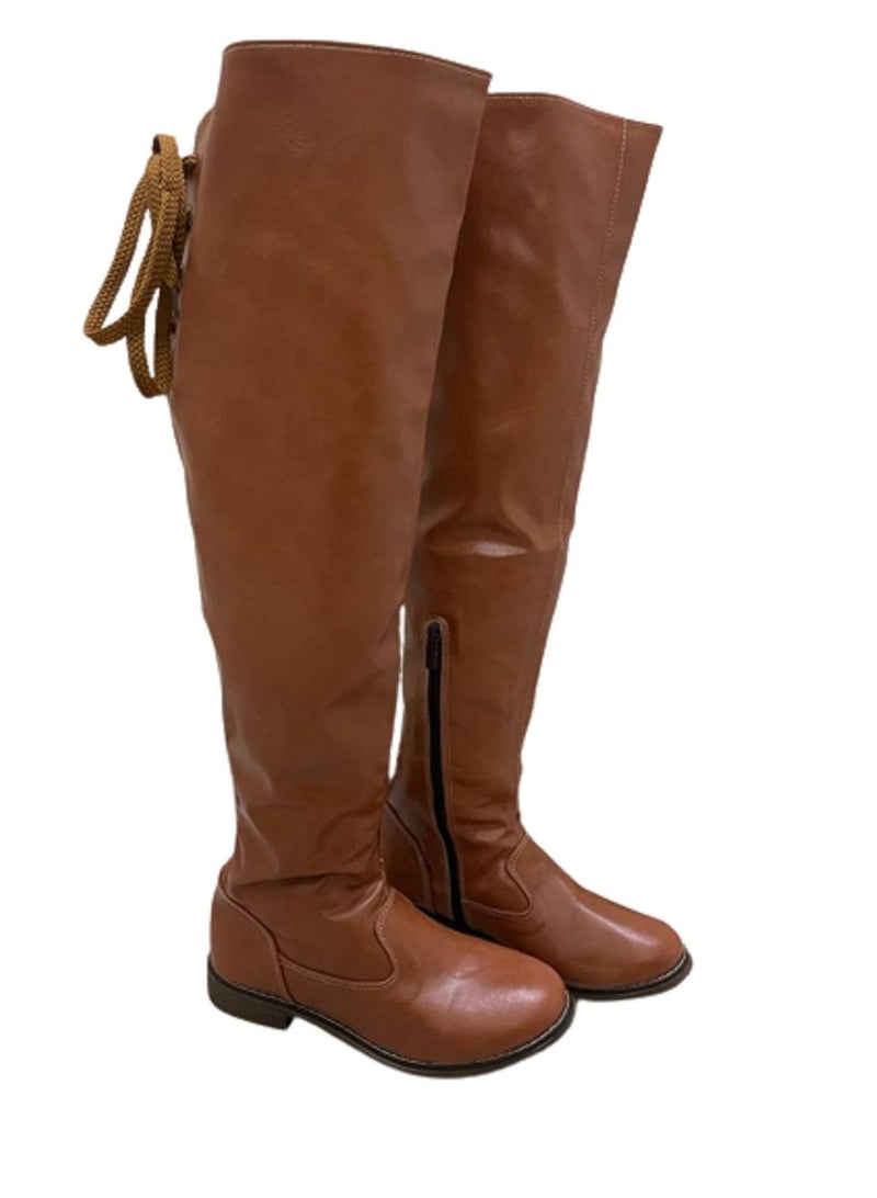 Mid-Calf Boots with Lacing Brown ( Size : 38 ) - Image 1