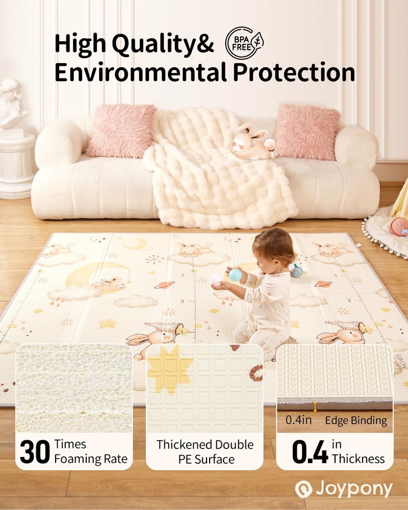 Joypony Baby Play Mat 71x59 Inches, Foldable Play Mats for Babies and Toddlers, Waterproof & Anti-Slip Portable Baby Floor Mat for Tummy Time, Baby Mat for Floor with Travel Bag for Indoor Outdoor - Image 3