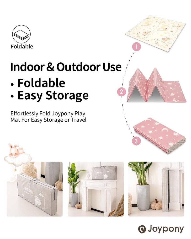Joypony Baby Play Mat 71x59 Inches, Foldable Play Mats for Babies and Toddlers, Waterproof & Anti-Slip Portable Baby Floor Mat for Tummy Time, Baby Mat for Floor with Travel Bag for Indoor Outdoor - Image 4