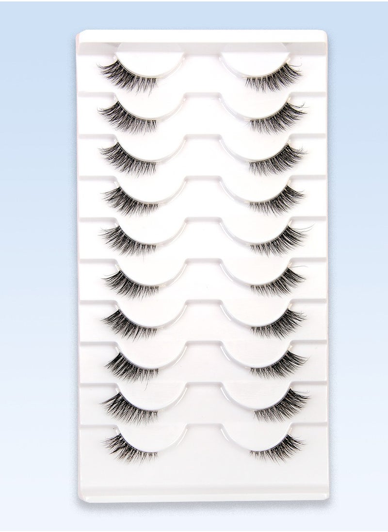 Cat Eye Lashes, Natural Half Lashes, False Eyelashes Set, Cat Eye 3D Artificial Lashes, Fluffy and Soft 10 Pairs Lash Set