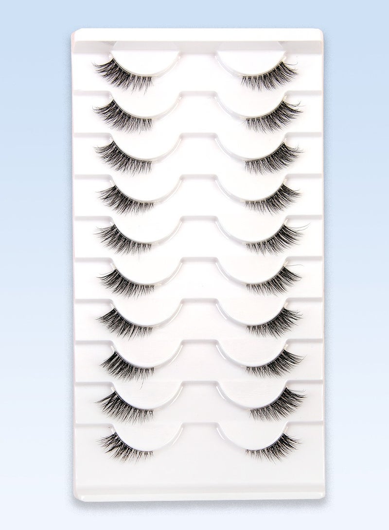 Cat Eye Lashes, Natural Half Lashes, False Eyelashes Set, Cat Eye 3D Artificial Lashes, Fluffy and Soft 10 Pairs Lash Set - Image 1