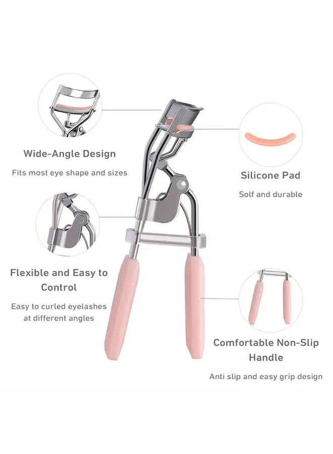 Pink Eyelash Curler with Built in Comb and Eyelash Brush Makeup Styling Tool - Image 2