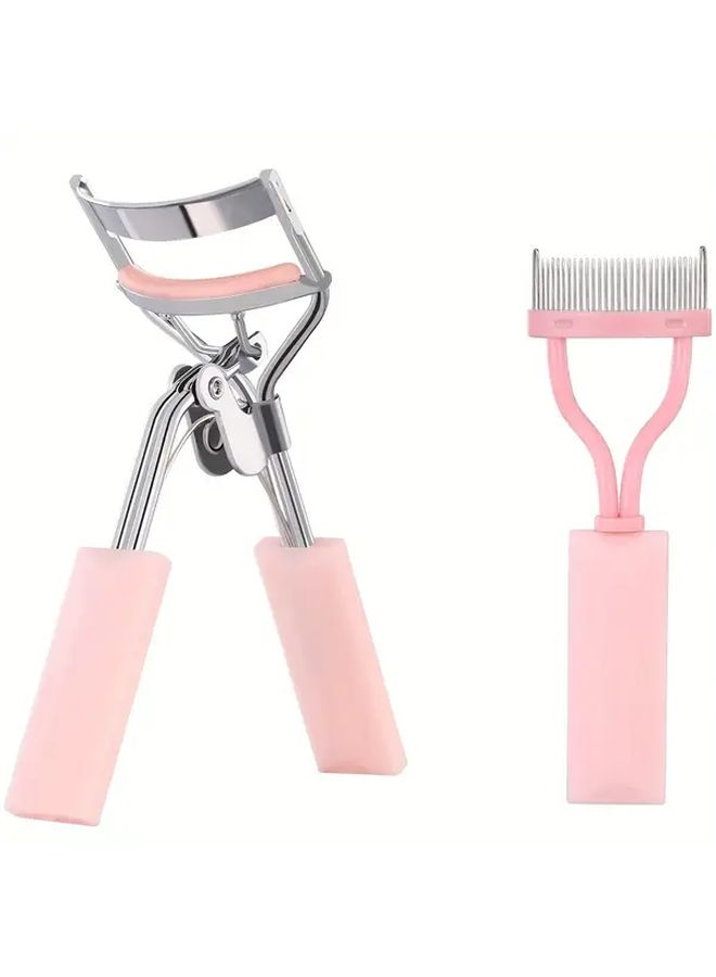 Pink Eyelash Curler with Built in Comb and Eyelash Brush Makeup Styling Tool - Image 1
