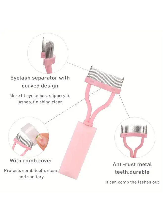 Pink Eyelash Curler with Built in Comb and Eyelash Brush Makeup Styling Tool - Image 4