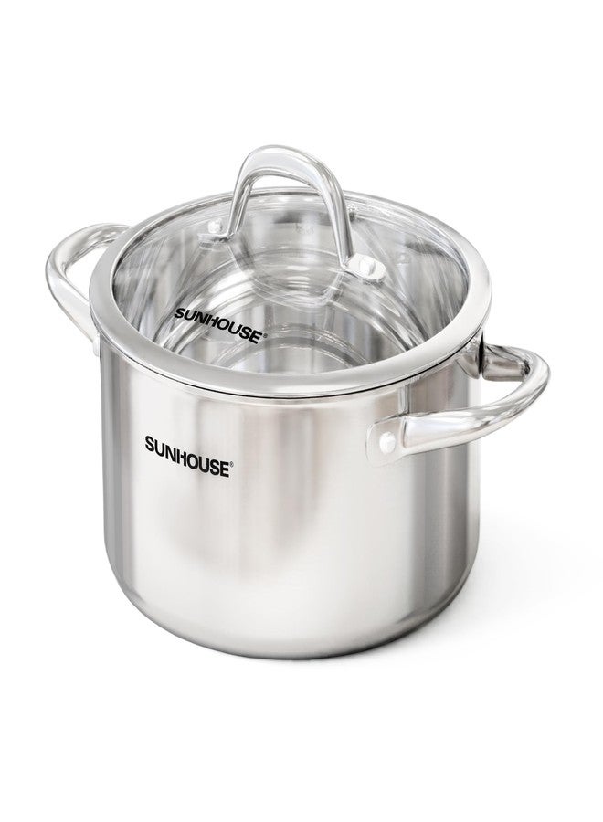 SUNHOUSE 3-Ply Stainless Steel Stock Pot, 12 Quart Soup Cooking Pot with Lid, Kitchen Cookware, Dishwasher and Oven Safe, Induction Ready - Image 1