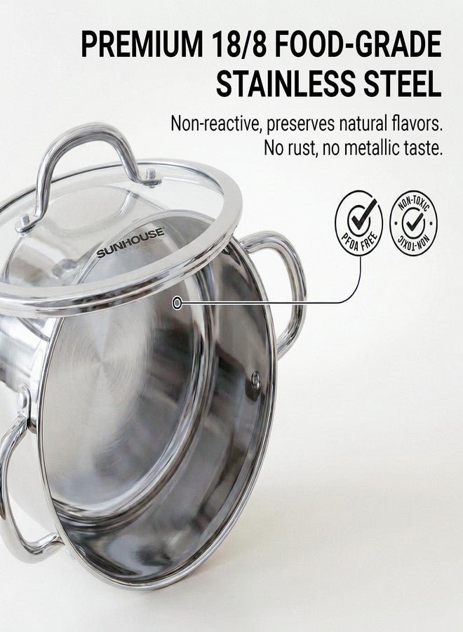 SUNHOUSE 3-Ply Stainless Steel Stock Pot, 12 Quart Soup Cooking Pot with Lid, Kitchen Cookware, Dishwasher and Oven Safe, Induction Ready - Image 4