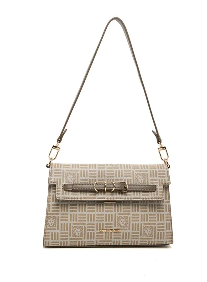 Patterned PU Flap Shoulder Bag