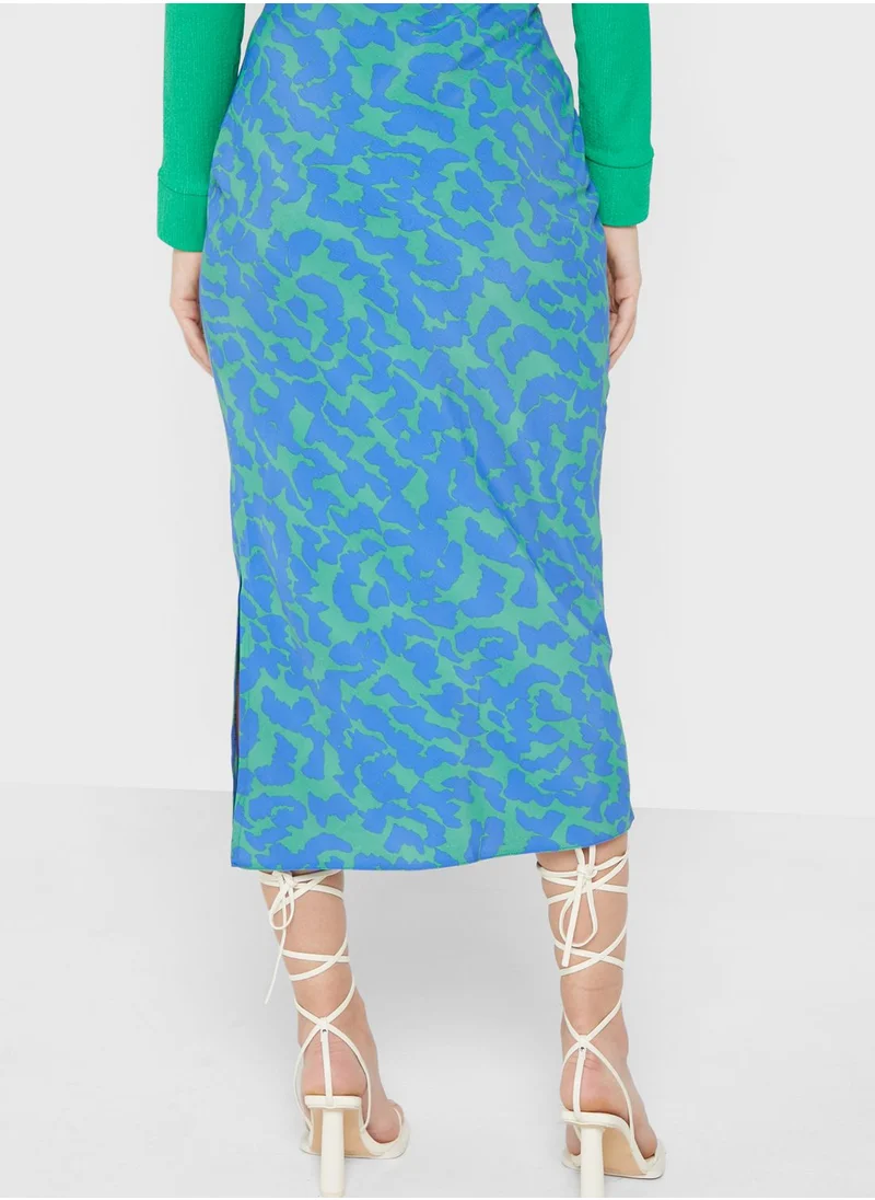 DEBENHAMS Side Slit Printed Skirt