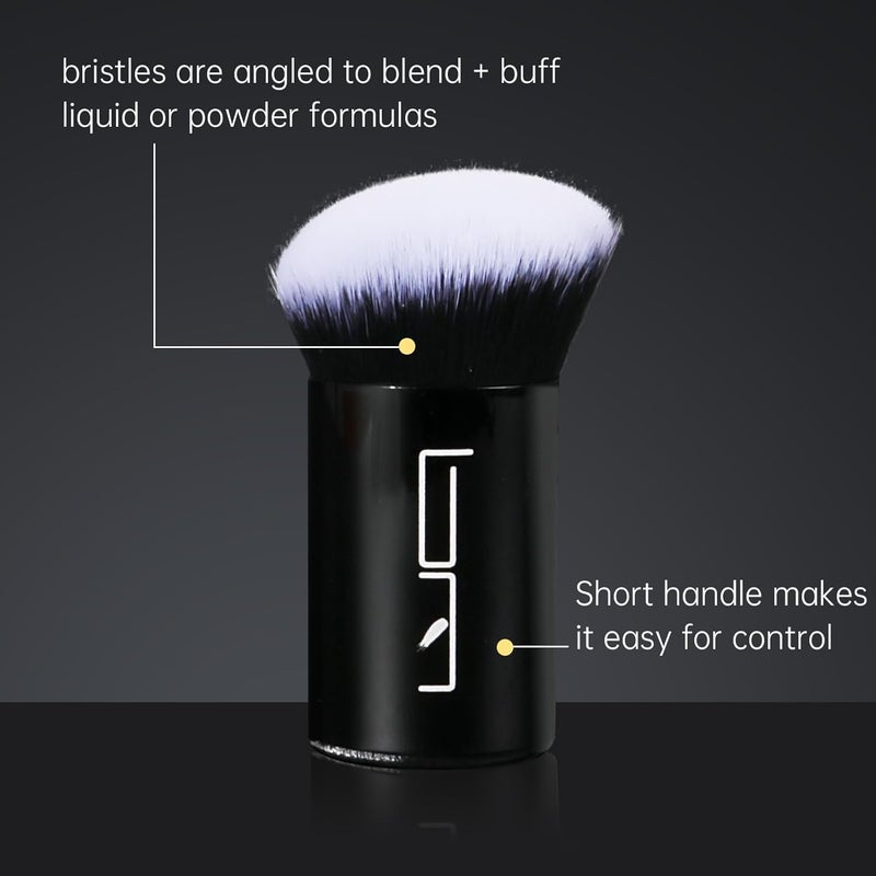 Brush Master 2pcs Retractable Foundation Makeup Brush, Kabuki Brush For Powder, Blush, Bronzer, Concealer, Portable Brush Cover, Perfect for Travel(Black) - Image 3
