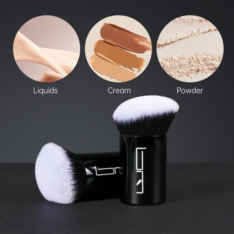 Brush Master 2pcs Retractable Foundation Makeup Brush, Kabuki Brush For Powder, Blush, Bronzer, Concealer, Portable Brush Cover, Perfect for Travel(Black) - Image 5