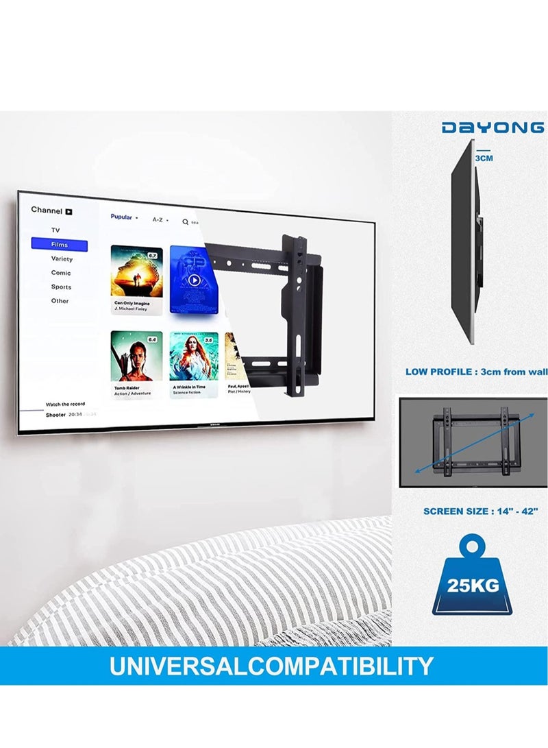 Fixed TV Wall Mount,TV Stand/Television Stands for 14-42 Inch TVs,VESA 75x75mm to 200x200mm,Mounting Bracket for LED LCD OLED Flat Curved Screen TVs - Image 3