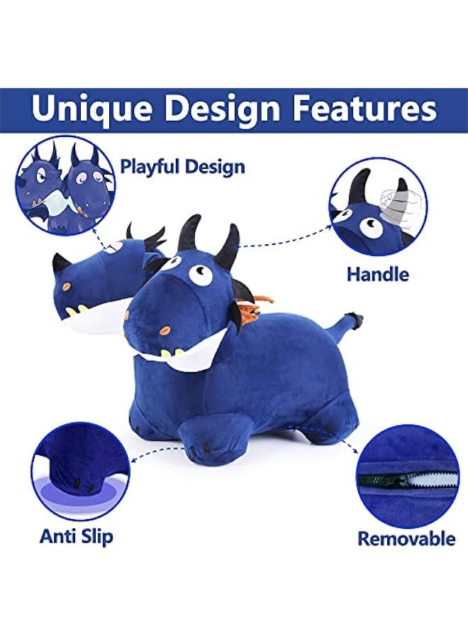 Arabest Bouncy Pals Toddler Animal Hopper Toys, Kids Plush Blue Hopping Horse, Inflatable Ride on Dragon W/Pump, Indoor Outdoor Jumper, Birthday Gifts for 18 24 Month 2 3 4 Year Old Boy Girl - Image 3