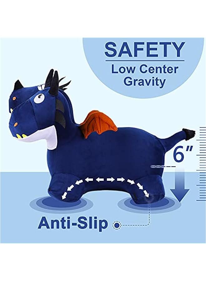 Arabest Bouncy Pals Toddler Animal Hopper Toys, Kids Plush Blue Hopping Horse, Inflatable Ride on Dragon W/Pump, Indoor Outdoor Jumper, Birthday Gifts for 18 24 Month 2 3 4 Year Old Boy Girl - Image 5