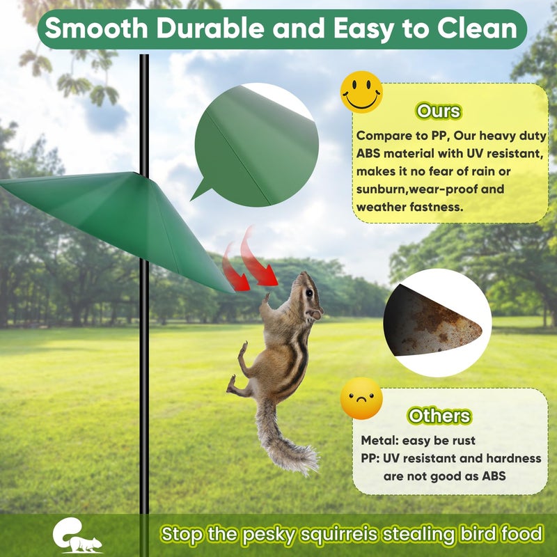 KITVONA 24-inch Large Outdoor Squirrel Baffles for Bird Feeders Pole, Two Way Use, Green Color - Image 4