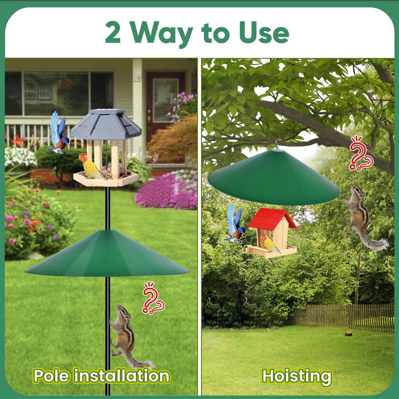KITVONA 24-inch Large Outdoor Squirrel Baffles for Bird Feeders Pole, Two Way Use, Green Color - Image 5