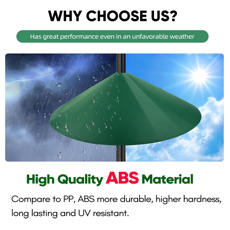 KITVONA 24-inch Large Outdoor Squirrel Baffles for Bird Feeders Pole, Two Way Use, Green Color - Image 3