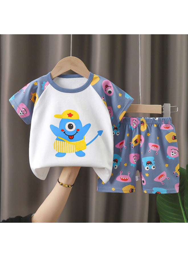 Children's Short-sleeved Suit Pure Cotton Summer New Baby Boy Summer T-shirt Girl Clothing Thin Kidsren's Clothing