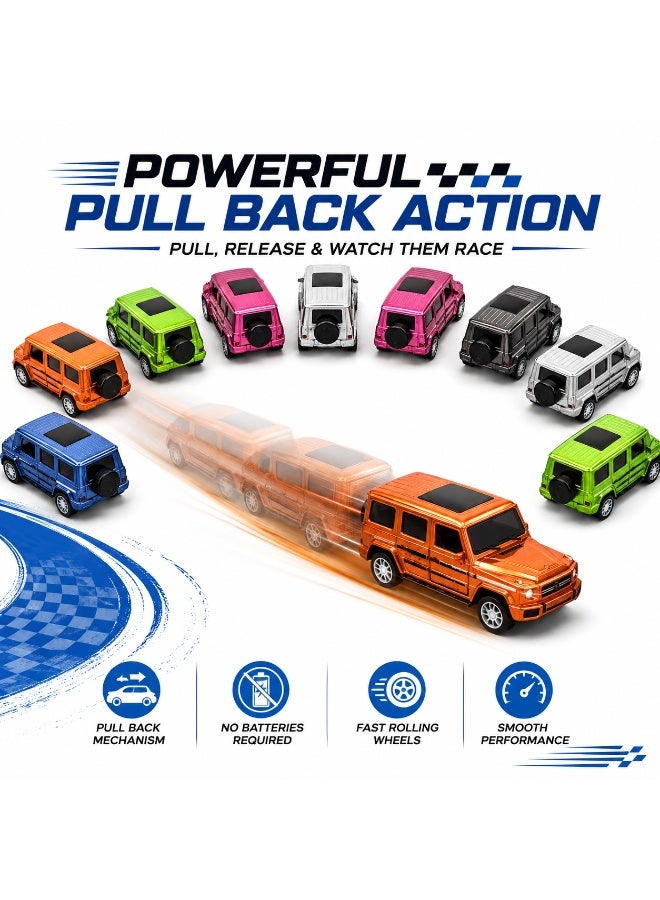 داي كاست مجموعة من 12 سيارة ألعاب صغيرة مصبوبة (Die-cast) للأطفال | تشكيلة متنوعة من سيارات الدفع الرباعي (SUV) والمركبات المخصصة للطرق الوعرة | سيارات تعمل بآلية السحب للخلف (للأولاد والبنات) | مجموعة ألعاب مركبات تعليمية | هدية مثالية لأعياد الميلاد أو كهدايا للحفلات أو كقطع ضمن مجموعة ألعاب للأطفال من سن 3 سنوات فما فوق (متعددة الألوان) - Image 2