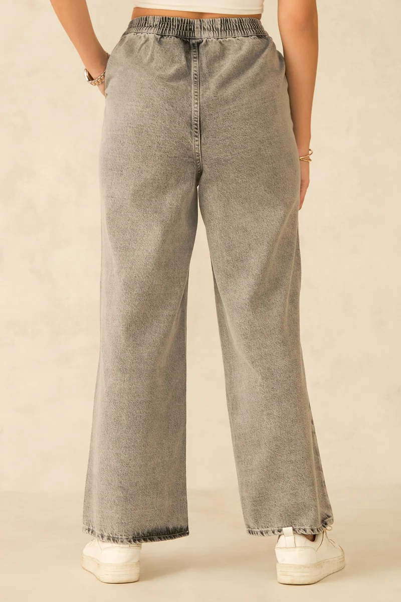 فيرجيو Cotton Wideleg Daywear Elasticated Waist Denim for Women