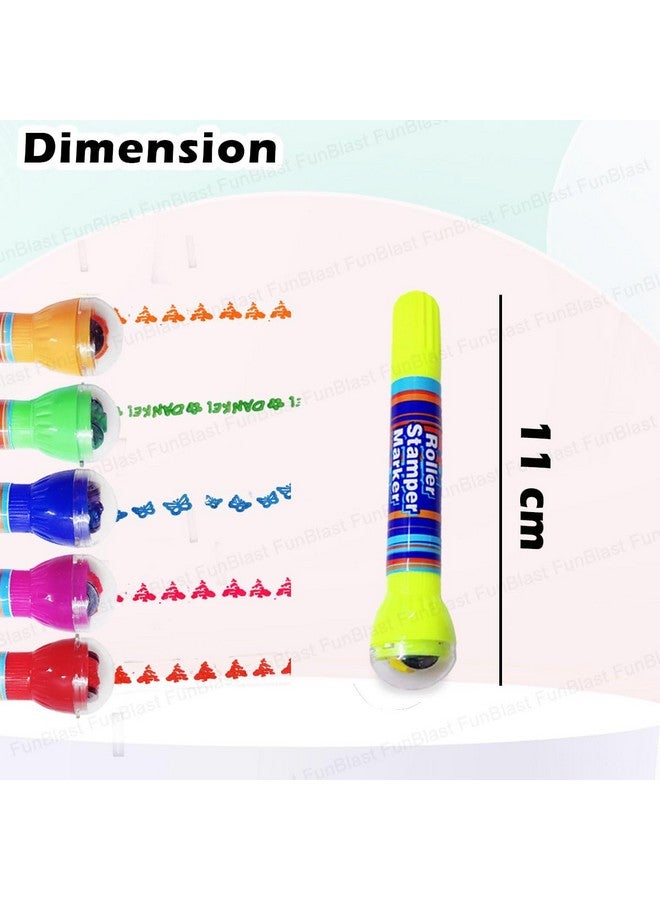فنبلاست مجموعة أقلام تلوين FunBlast 2 في 1 للأطفال، مجموعة ألوان رسم، 10 أقلام تلوين للأطفال، ختم DIY للأطفال من سن 3 سنوات فما فوق (10 ألوان)، دائري، متعدد الألوان - Image 2