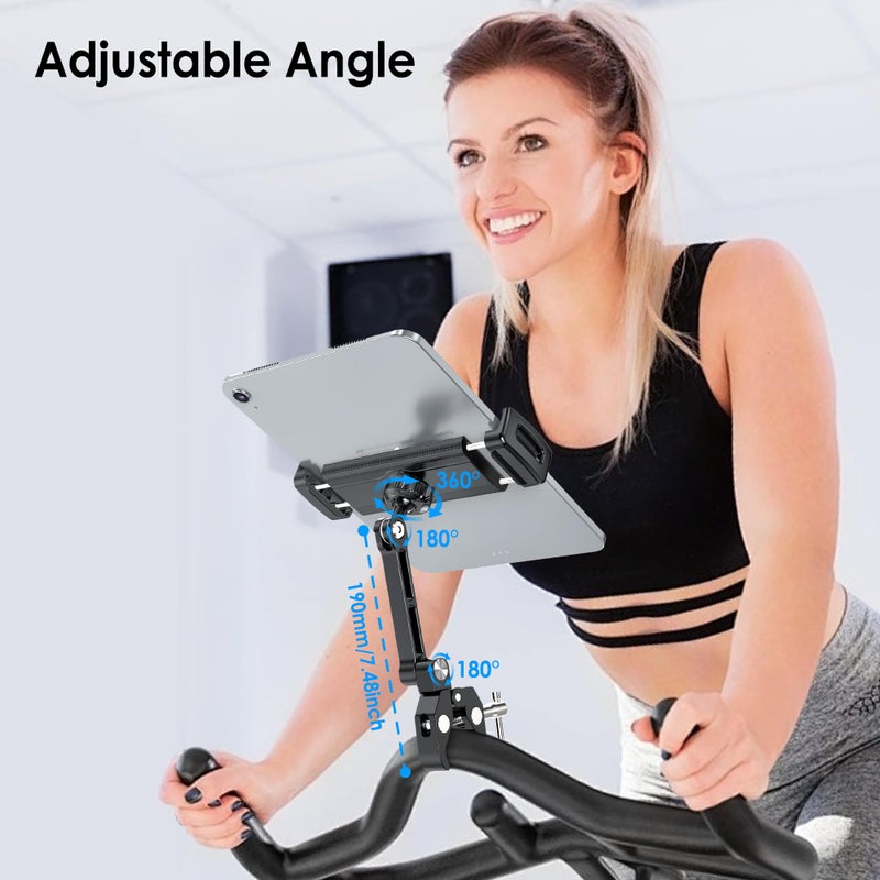 CreaDream Aluminium Tablet Mount Clamp for Spin Bike, Stationary Bicycle, Treadmill, Stroller Indoor Bike, Peloton, Elliptical - Compatible with 4.7-13" Tablet, iPad Pro, Air, Mini, Galaxy Tab - Image 3