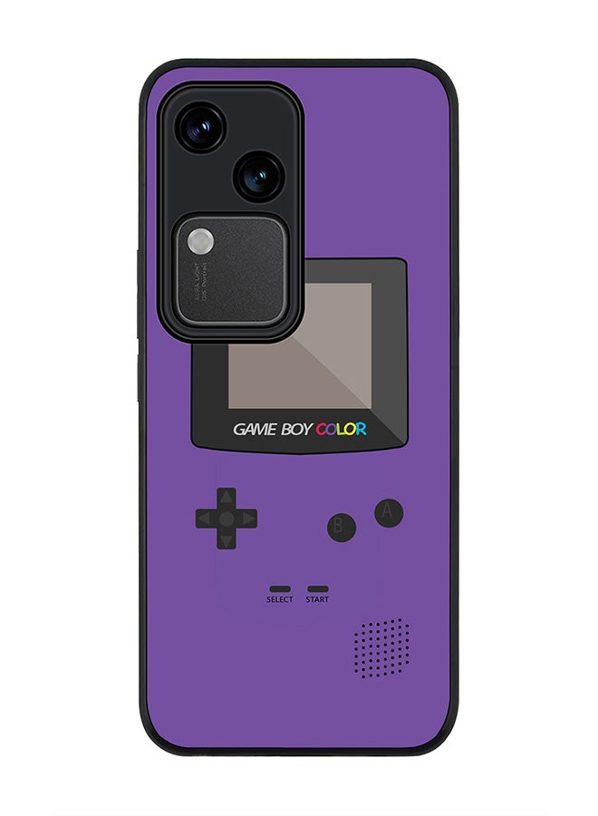 Stylizedd Rugged Black edge case for Vivo V30 5G, Slim fit Soft Case Flexible Rubber Edges Anti Drop TPU Gel Thin Cover -  Gameboy Color - Purple - Image 1