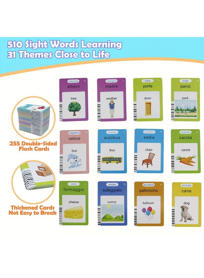 112 بطاقة 224 كلمة بطاقات تعليمية ثنائية اللغة الإيطالية الإنجليزية ألعاب تعليمية لأطفال - Image 4
