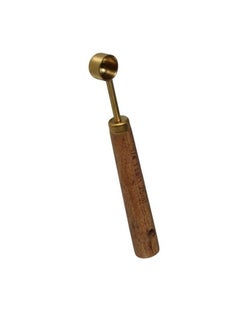 Generic Sturdy gold measuring spoon with elegant wooden handle, 1.25 ml capacity  - Image 1