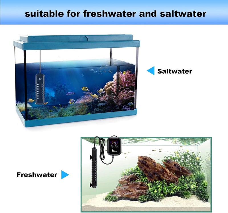 AQQA Submersible Aquarium Heater,100W/200W/300W/500W/800W/1000W/1200W Fish Tank Heater,External Temperature Controller LED Temperature Display,Suitable for Saltwater and Freshwater(800W) - Image 5