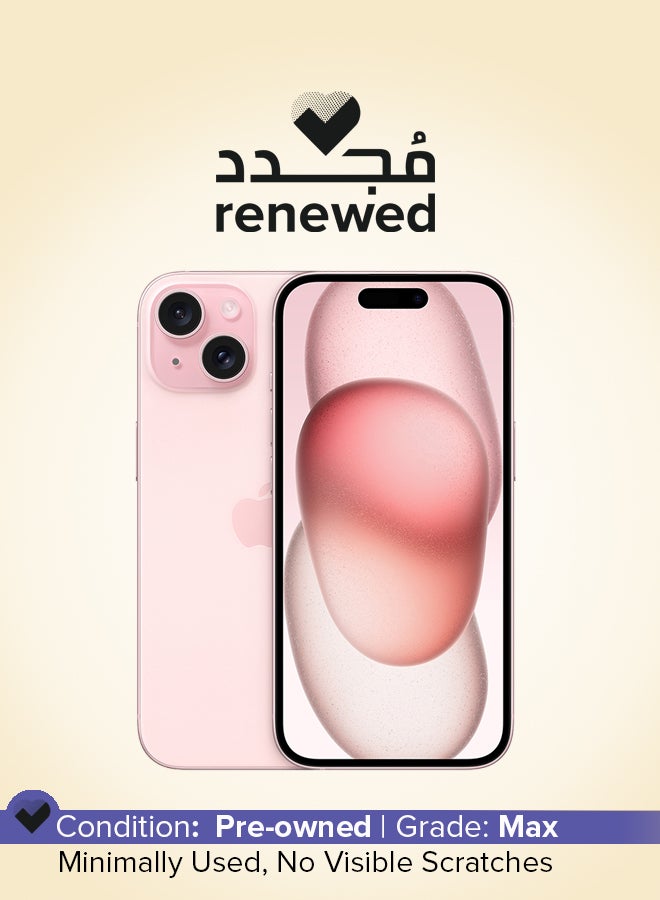 ابل  مجدد - آيفون 15 بلس 256 جيجابايت وردي 5G مع فيس تايم - Image 1