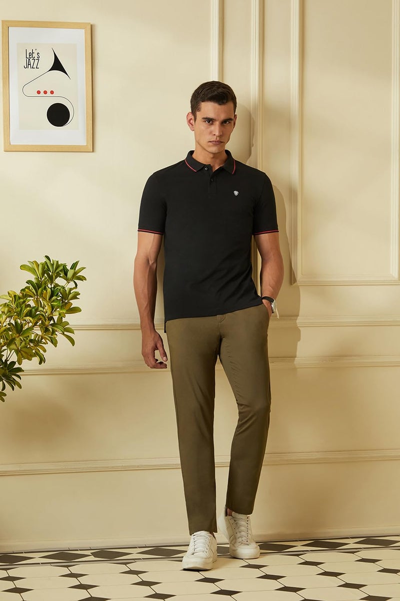 Van Heusen Men's Cotton Regular Fit Polo T-Shirt (Vskp517S011408_Black 2Xl) - Image 2