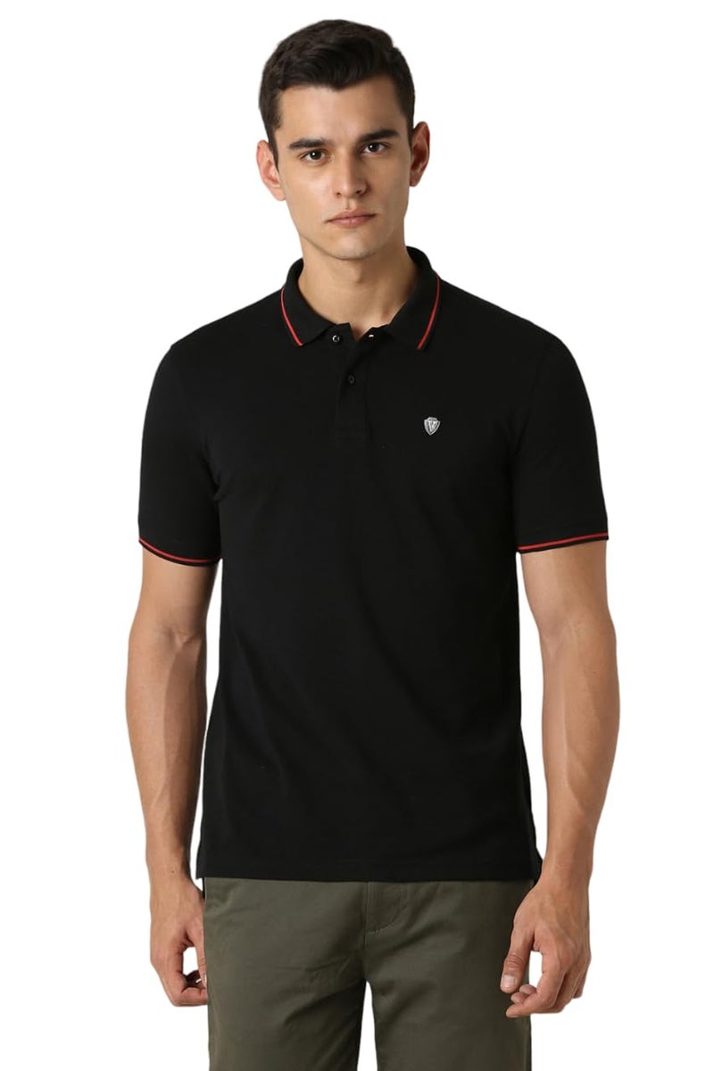 Van Heusen Men's Cotton Regular Fit Polo T-Shirt (Vskp517S011408_Black 2Xl) - Image 1