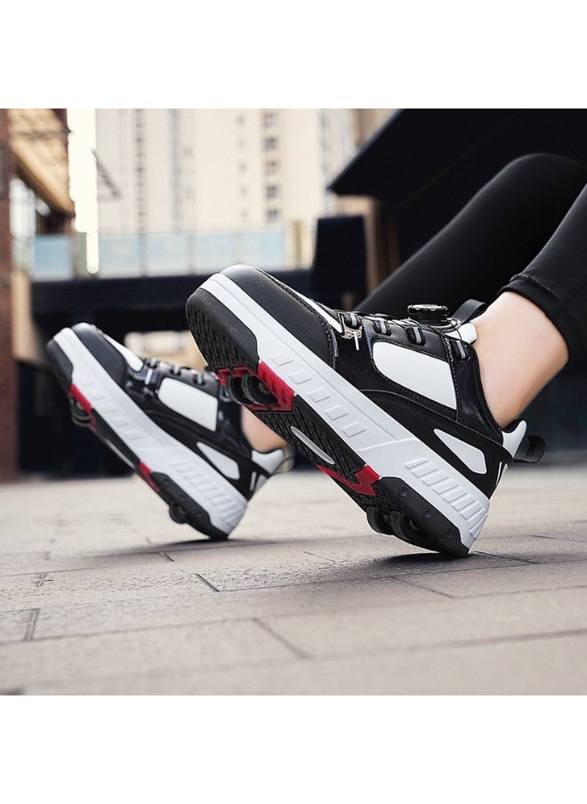 NIBEMINENT Kids Roller Skates Shoes 4 Wheels Roller Shoes Boys Girls Wheel Shoes Roller Sneakers Shoes for Beginner More Balanced  - Image 2