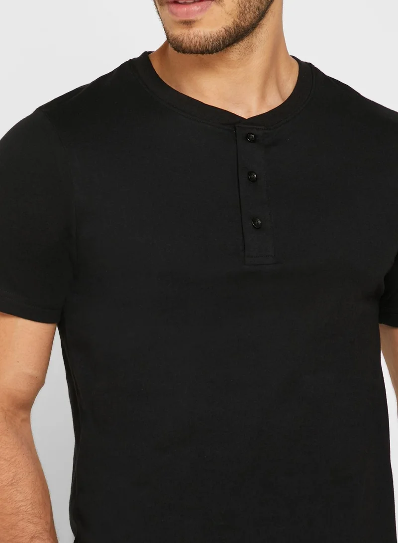 Seventy Five  Essential Henley Granded T-Shirt for Men | Best Price UAE
