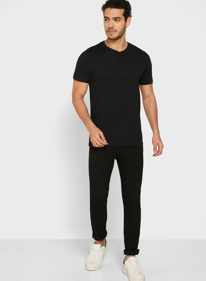 Seventy Five  Essential Henley Granded T-Shirt for Men | Best Price UAE