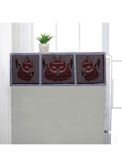 Kuber Industries Kuber Industries Cotton Fridge Top Cover with 6 Utility Pockets (Grey)  - Image 2