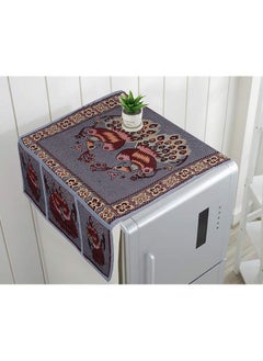 Kuber Industries Kuber Industries Cotton Fridge Top Cover with 6 Utility Pockets (Grey)  - Image 3