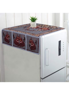 Kuber Industries Kuber Industries Cotton Fridge Top Cover with 6 Utility Pockets (Grey)  - Image 1