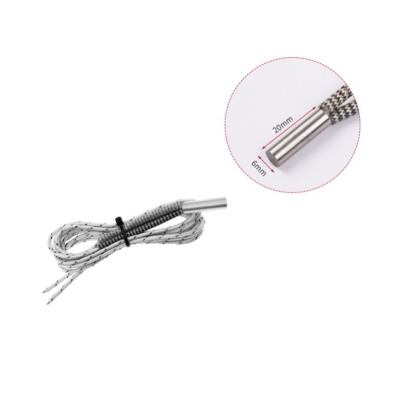 Cartridge Heater 50W 6x20mm 304 Stainless Steel - High Efficiency Uniform Heat Conduction Heating Element for Industrial Heating - Image 2