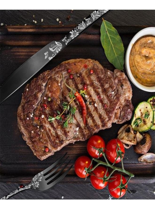 ميكسد 20 قطعة الفولاذ المقاوم للصدأ الأسود ملعقة شوكة سكين مجموعة - Image 4