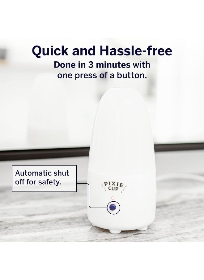 Pixie Cup - Pixie Menstrual Cup Sterilizer Ranked 1 For The Best Steamer Kills 99.9% Of Germs With Cleaner Steam Wash Your Period Cup Or Disc In 3 Minutes! Automatic Timing Shut-Off Switch - Image 1