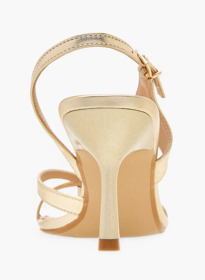 Flora Bella By Shoexpress Cut-Out Detail Sandals with Flared Heel and Hook and Loop Closure