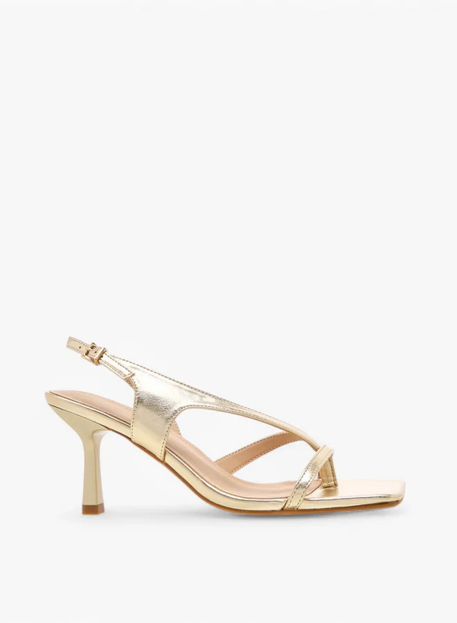 Flora Bella By Shoexpress Cut-Out Detail Sandals with Flared Heel and Hook and Loop Closure