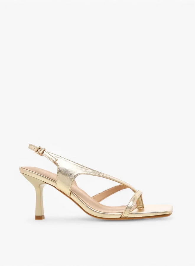 Cut-Out Detail Sandals with Flared Heel and Hook and Loop Closure