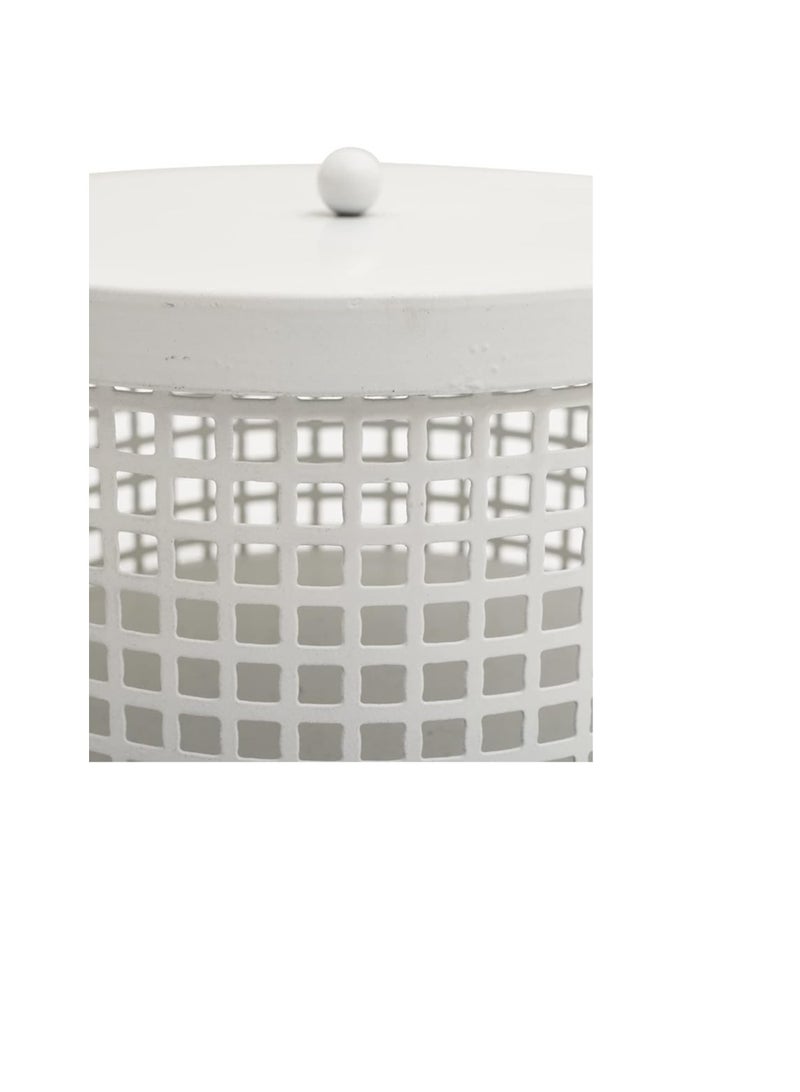 هوم تاون حامل شموع معدني أبيض دائري الشكل من هوم تاون، 17.5×12 سم - Image 2