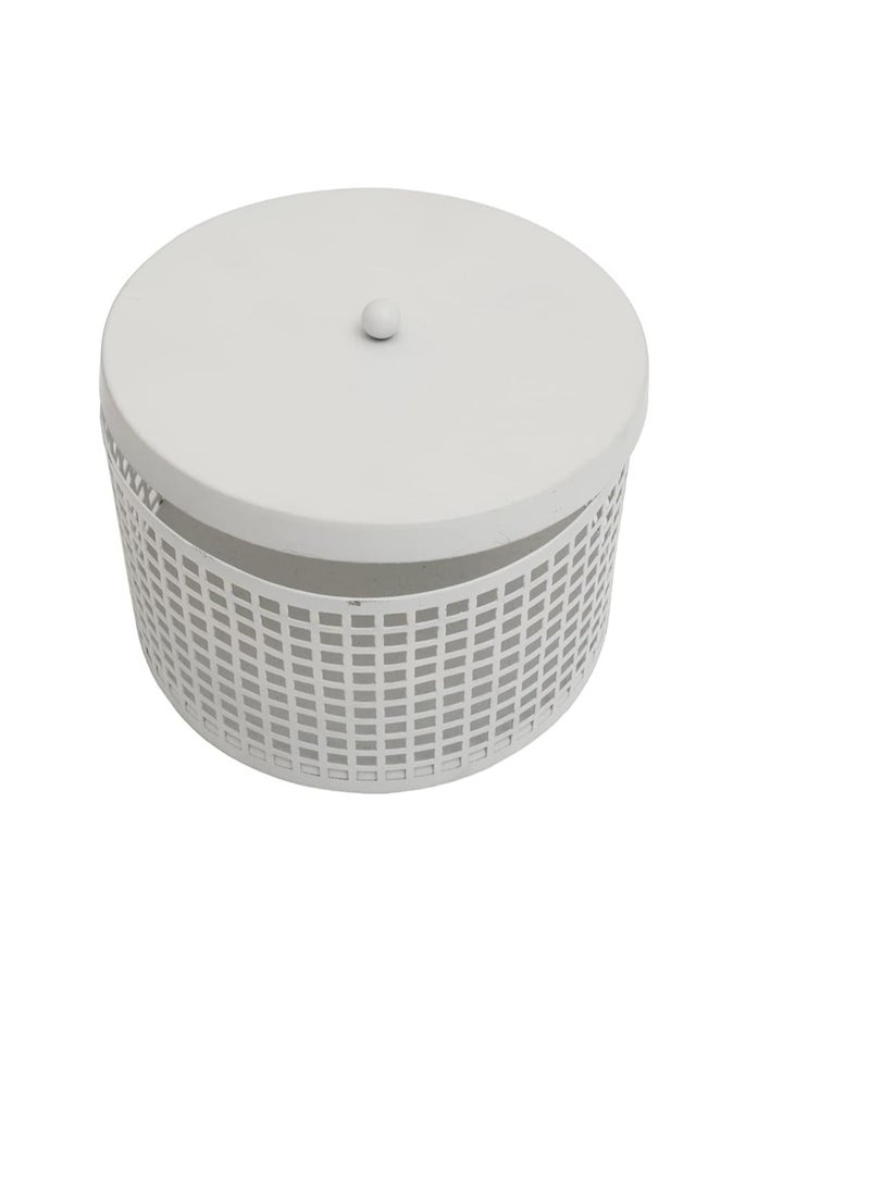 هوم تاون حامل شموع معدني أبيض دائري الشكل من هوم تاون، 17.5×12 سم - Image 3