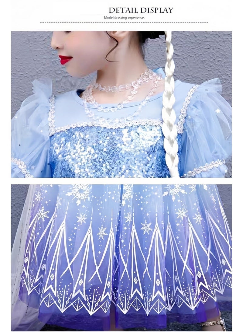 Light Up Princess dress Costume for Girls, Christmas Dress for Girls, Halloween LED Costume for Teens Toddler, White Purple--120cm for 20-25kg children - Image 5