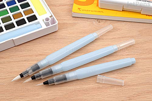 Sakura KOI Watercolor Brush pens Assorted tip Sizes Fine Medium Large self moisturizing Art Water Brush Pen Set for Watercolor Painting Art Supplies 3 Sizes Each with 9ml Water Tank - Image 3