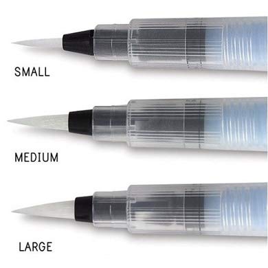 Sakura KOI Watercolor Brush pens Assorted tip Sizes Fine Medium Large self moisturizing Art Water Brush Pen Set for Watercolor Painting Art Supplies 3 Sizes Each with 9ml Water Tank - Image 2