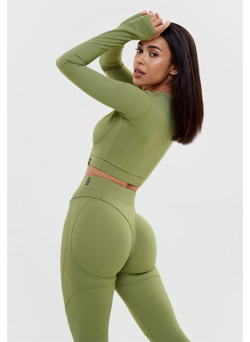 Bona Fide Extra Push Up Olive Extra High Waist Gym Leggings for Women for Women | Best Price UAE